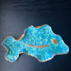Handcrafted Blue Fish Trinket Tray Art